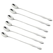 Ggdda Plastic Spoons 6Pcs 26 Cm Long Handle Iced Tea Spoon Coffee Spoon Stainless Steel Cocktail Stirring Spoons Wooden Spoons for Cooking Ice Cream Scoop Stainless Steel (Clearance)